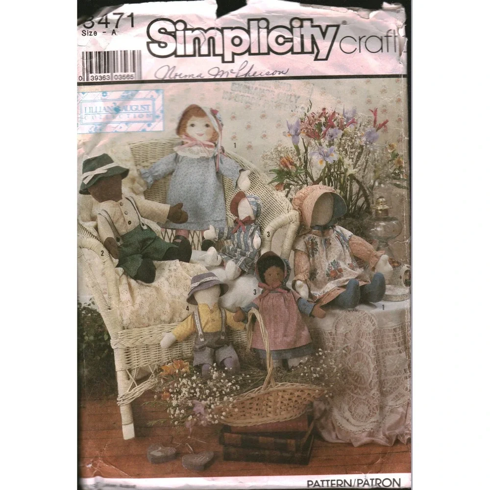 Simplicity 8471 Lillian August Cloth Dolls and Clothes Sewing Pattern Vintage